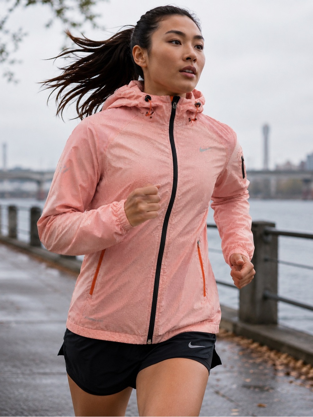 Nike Storm Fit Hooded Jacket XL Orange Cream /Coral Running Windbreaker Perform